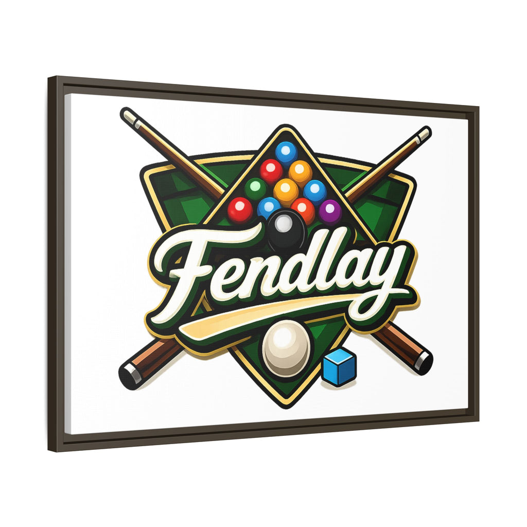 Billiards Logo Fendlay Matte Canvas Framed | Pool Cue & Balls Wall Art
