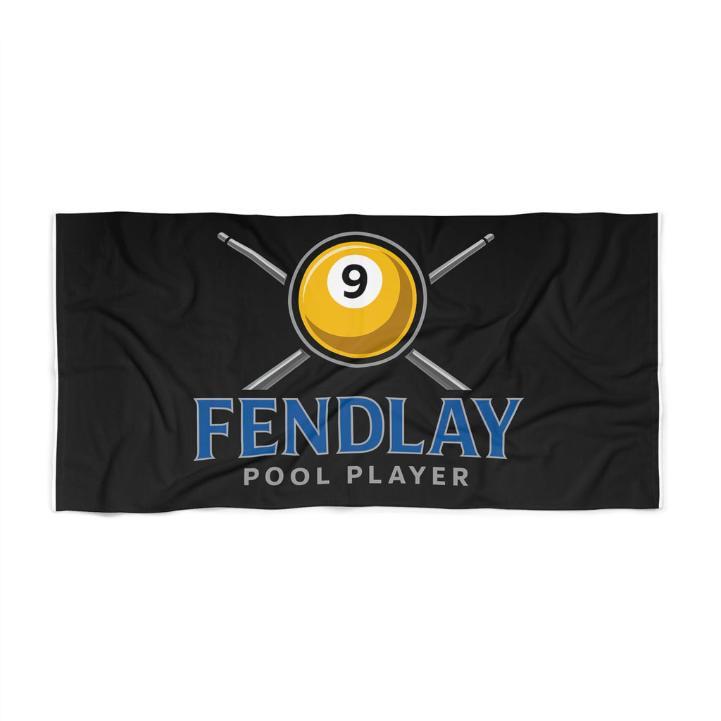 9 Ball Pool Player Beach Towel | Billiards Cue Logo