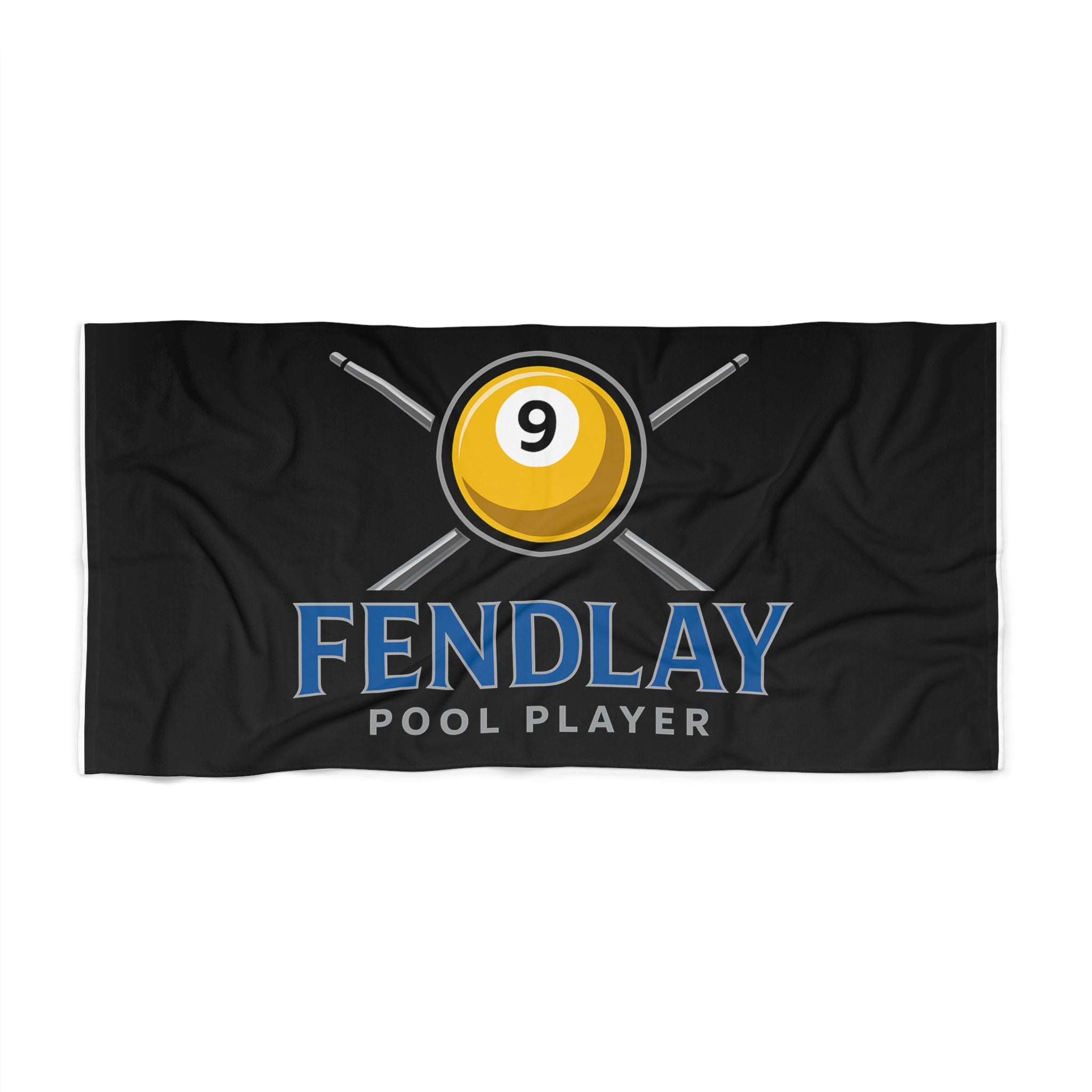 9 Ball Pool Player Beach Towel | Billiards Cue Logo