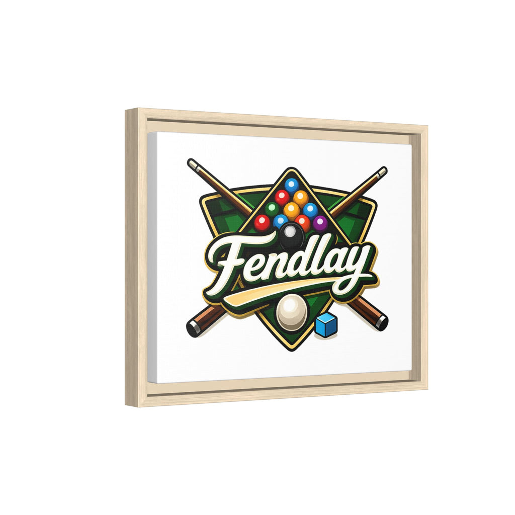 Billiards Logo Fendlay Matte Canvas Framed | Pool Cue & Balls Wall Art