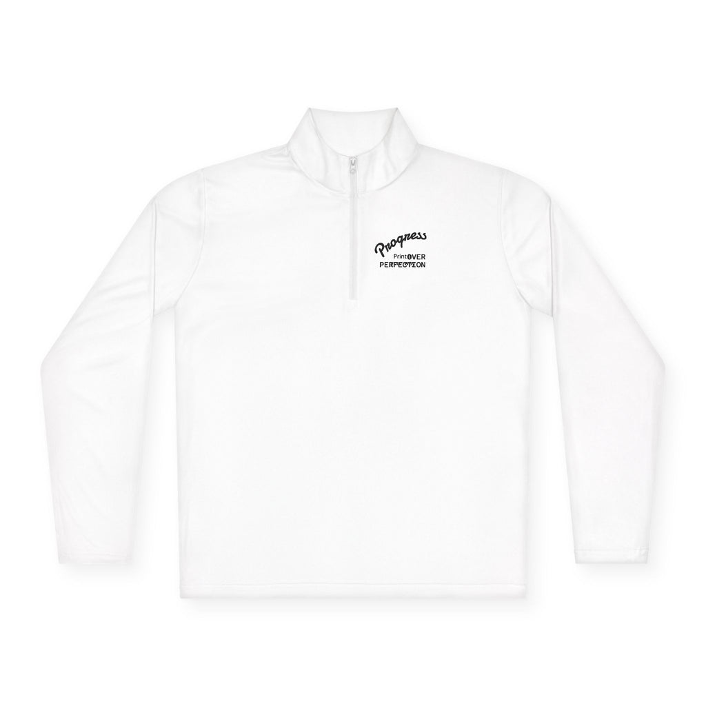 Wave Heart Logo Quarter-Zip Pullover | Minimal Script Chest Print