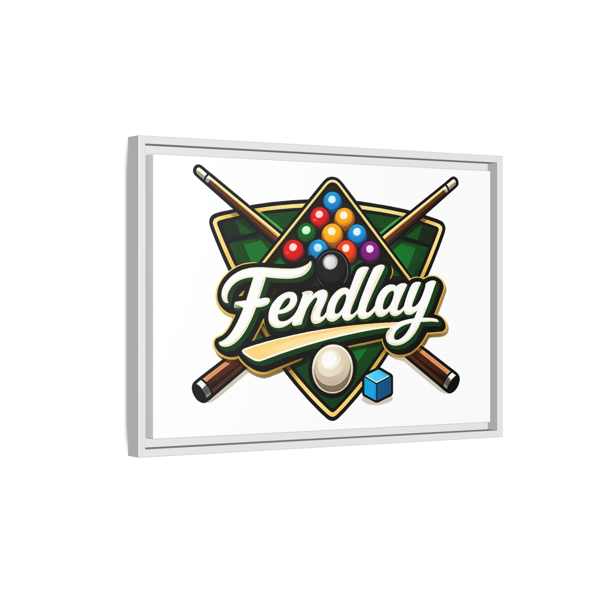 Billiards Logo Fendlay Matte Canvas Framed | Pool Cue & Balls Wall Art