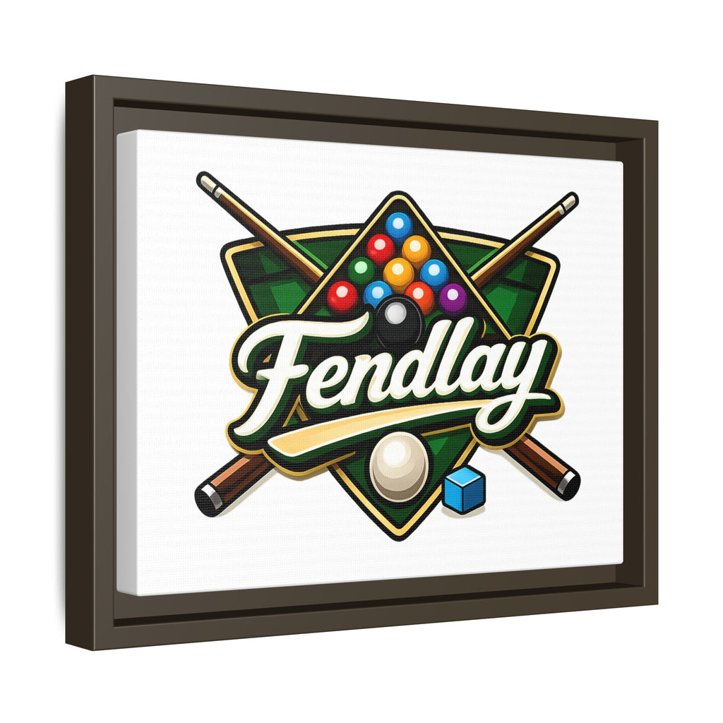 Billiards Logo Fendlay Matte Canvas Framed | Pool Cue & Balls Wall Art