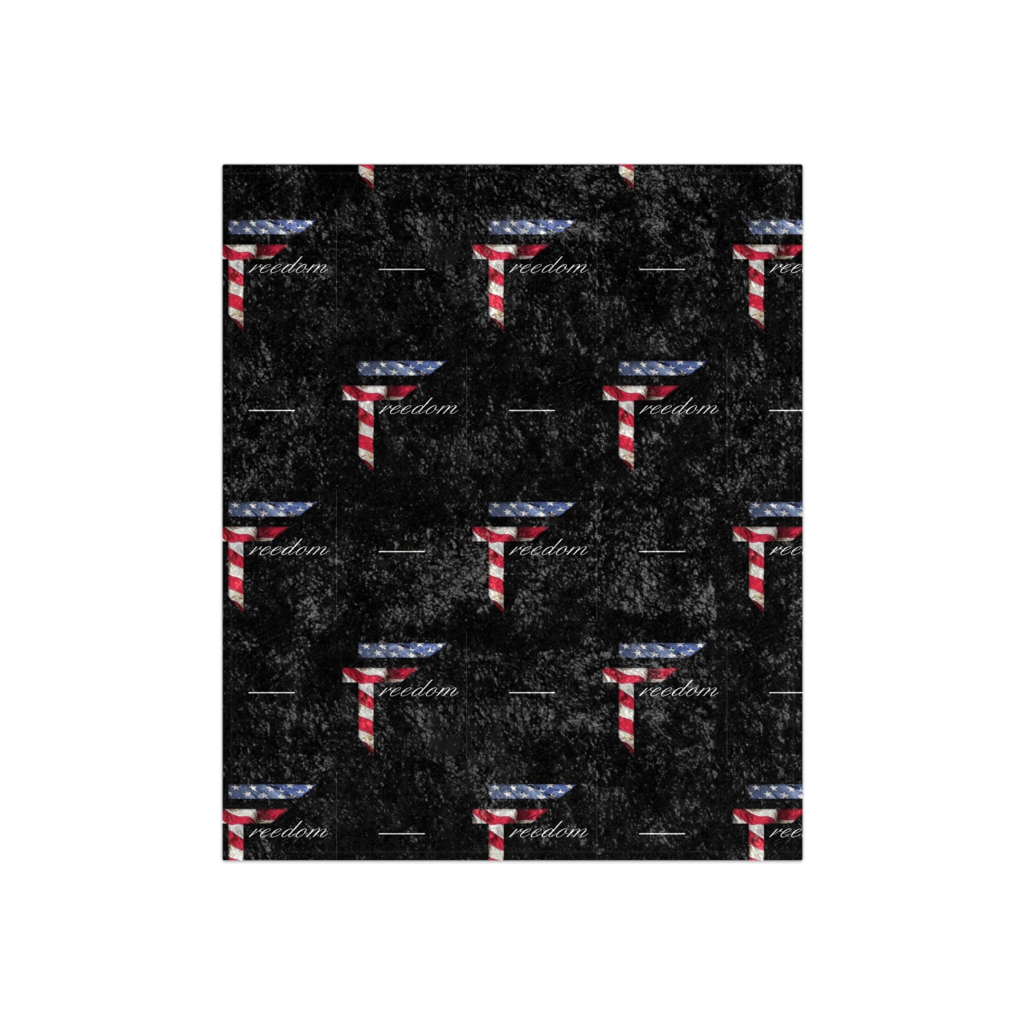 American Flag Letter T pattern Crushed Velvet Blanket | Patriotic stars and stripes design