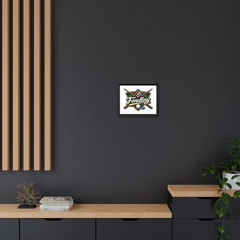 Billiards Logo Fendlay Matte Canvas Framed | Pool Cue & Balls Wall Art