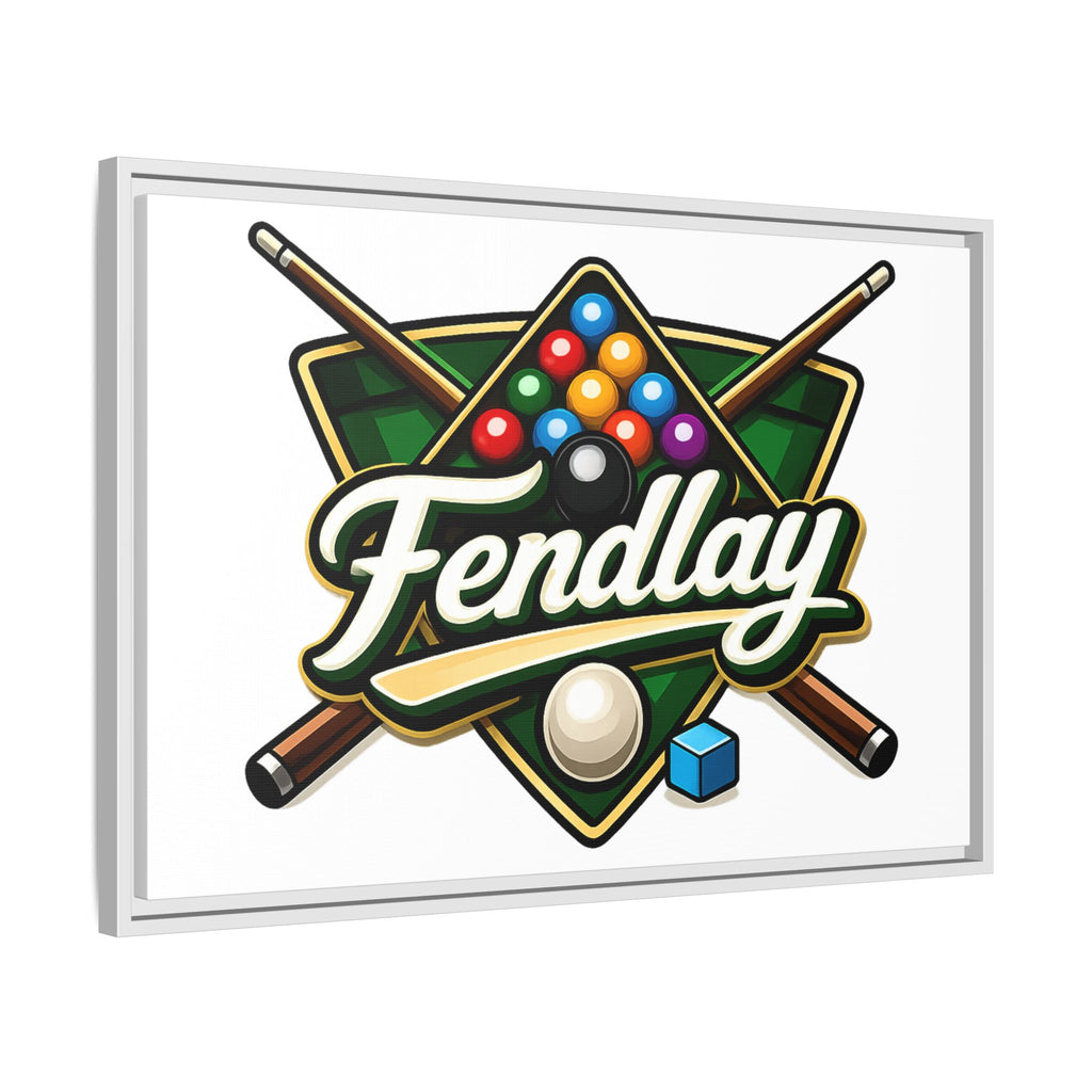 Billiards Logo Fendlay Matte Canvas Framed | Pool Cue & Balls Wall Art