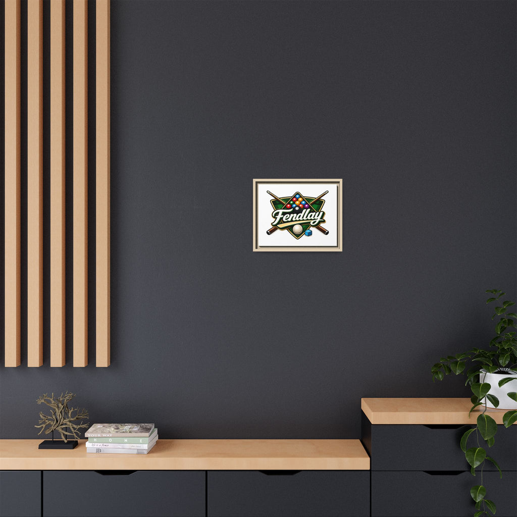 Billiards Logo Fendlay Matte Canvas Framed | Pool Cue & Balls Wall Art