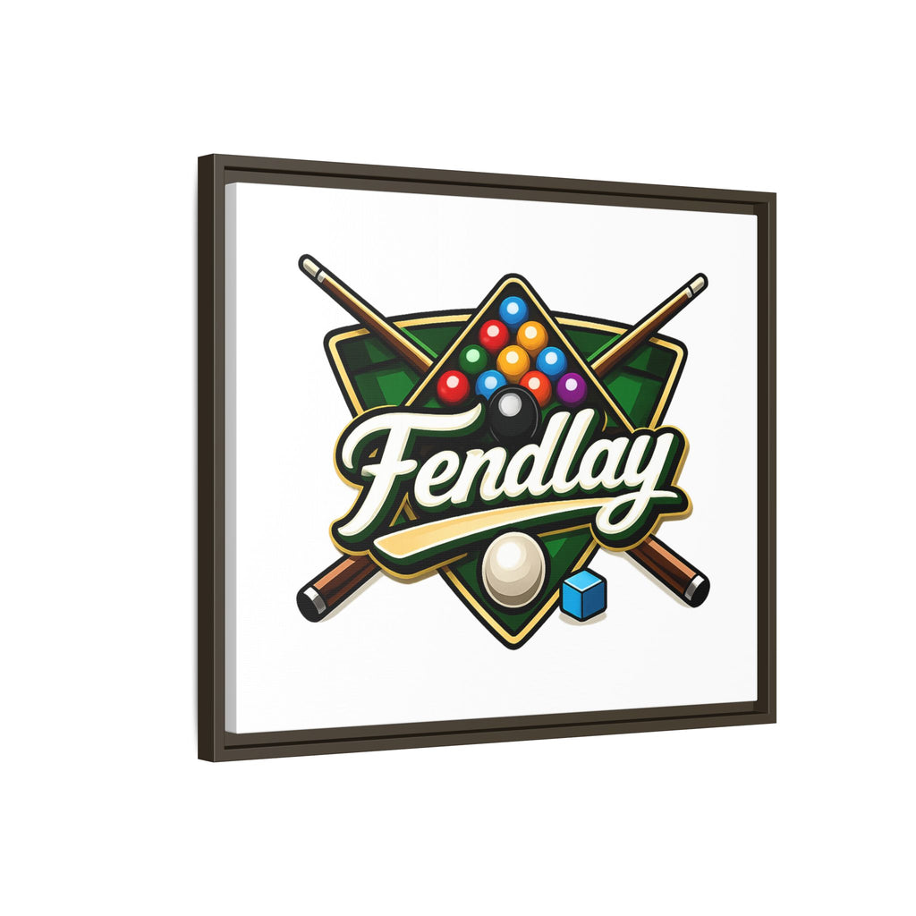 Billiards Logo Fendlay Matte Canvas Framed | Pool Cue & Balls Wall Art