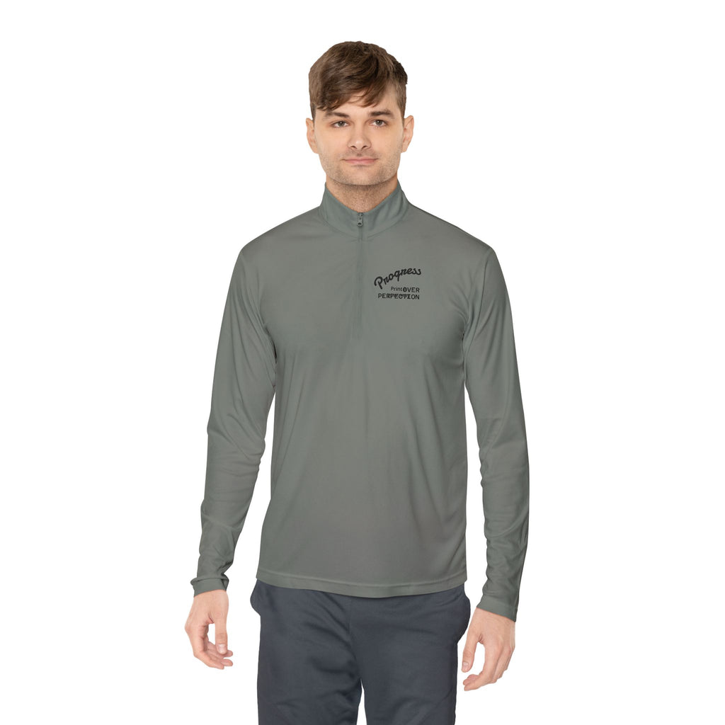 Wave Heart Logo Quarter-Zip Pullover | Minimal Script Chest Print