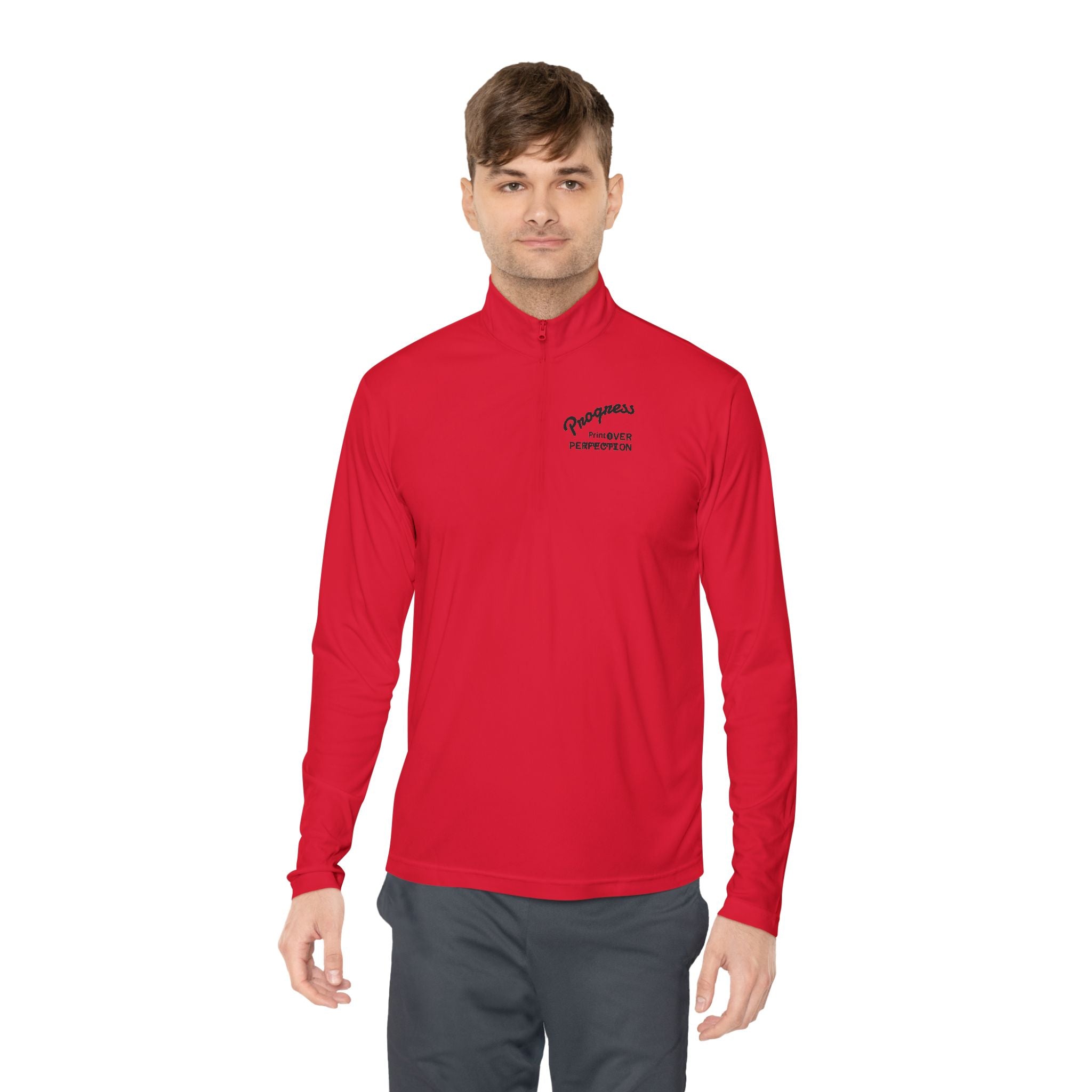 Wave Heart Logo Quarter-Zip Pullover | Minimal Script Chest Print