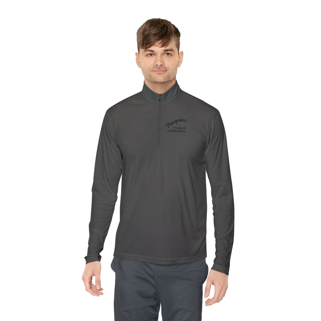 Wave Heart Logo Quarter-Zip Pullover | Minimal Script Chest Print