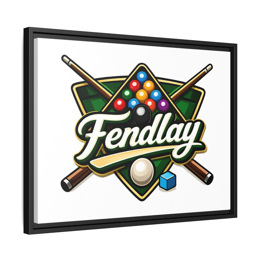 Billiards Logo Fendlay Matte Canvas Framed | Pool Cue & Balls Wall Art