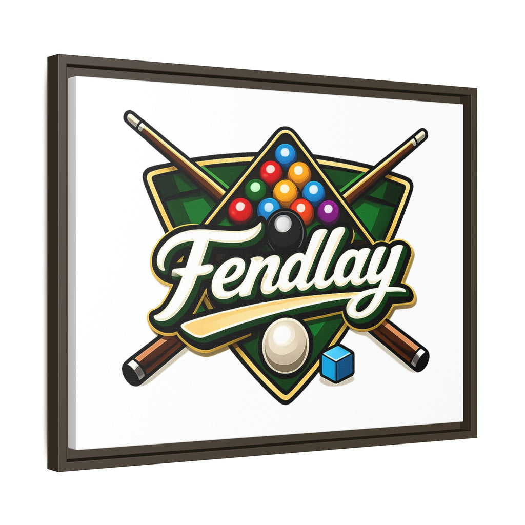 Billiards Logo Fendlay Matte Canvas Framed | Pool Cue & Balls Wall Art
