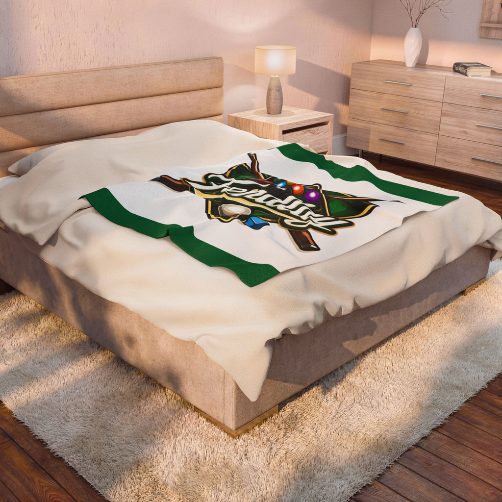 Pool Billiards Logo Velveteen Plush Blanket | Billiard Balls Cue Rack Design