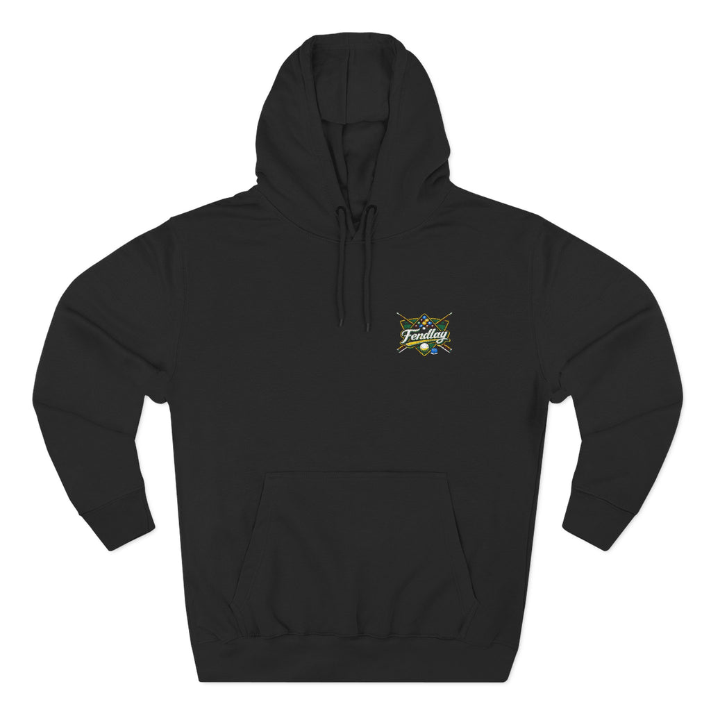 Fantasy Crest logo Hoodie | small chest emblem, crossed swords, green yellow