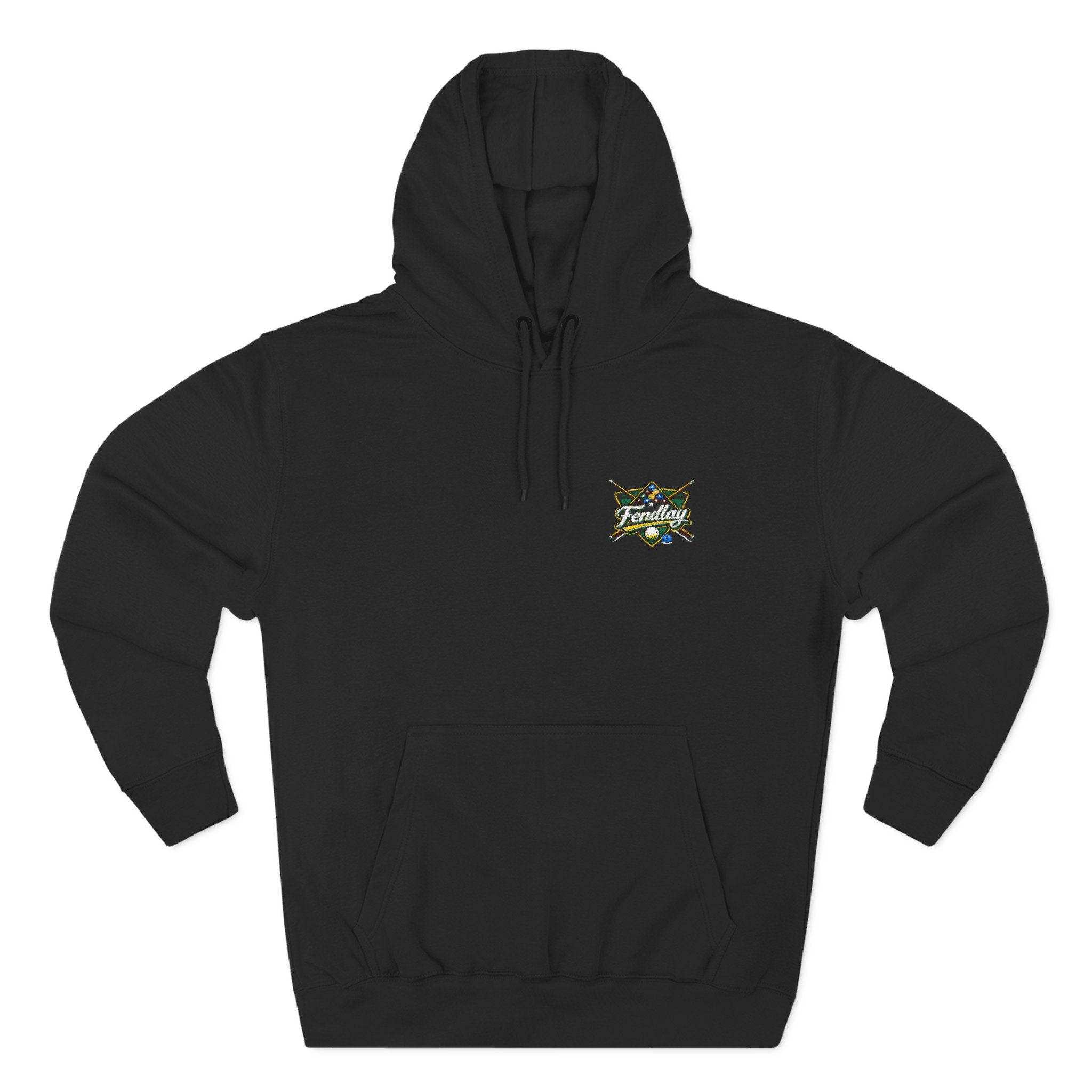 Fantasy Crest logo Hoodie | small chest emblem, crossed swords, green yellow