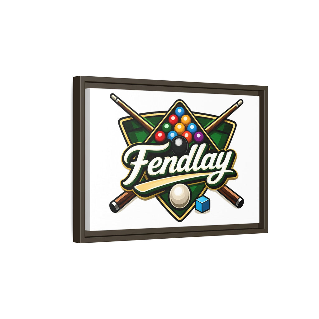 Billiards Logo Fendlay Matte Canvas Framed | Pool Cue & Balls Wall Art
