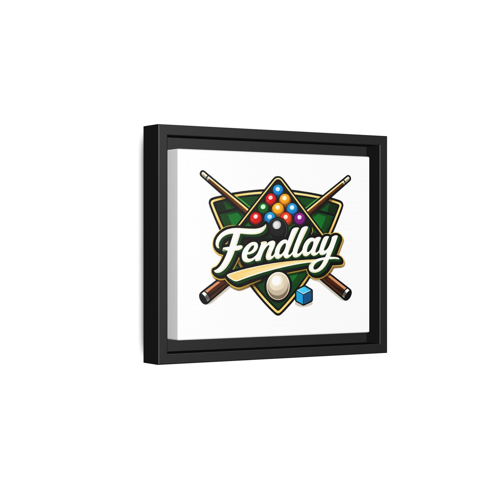 Billiards Logo Fendlay Matte Canvas Framed | Pool Cue & Balls Wall Art