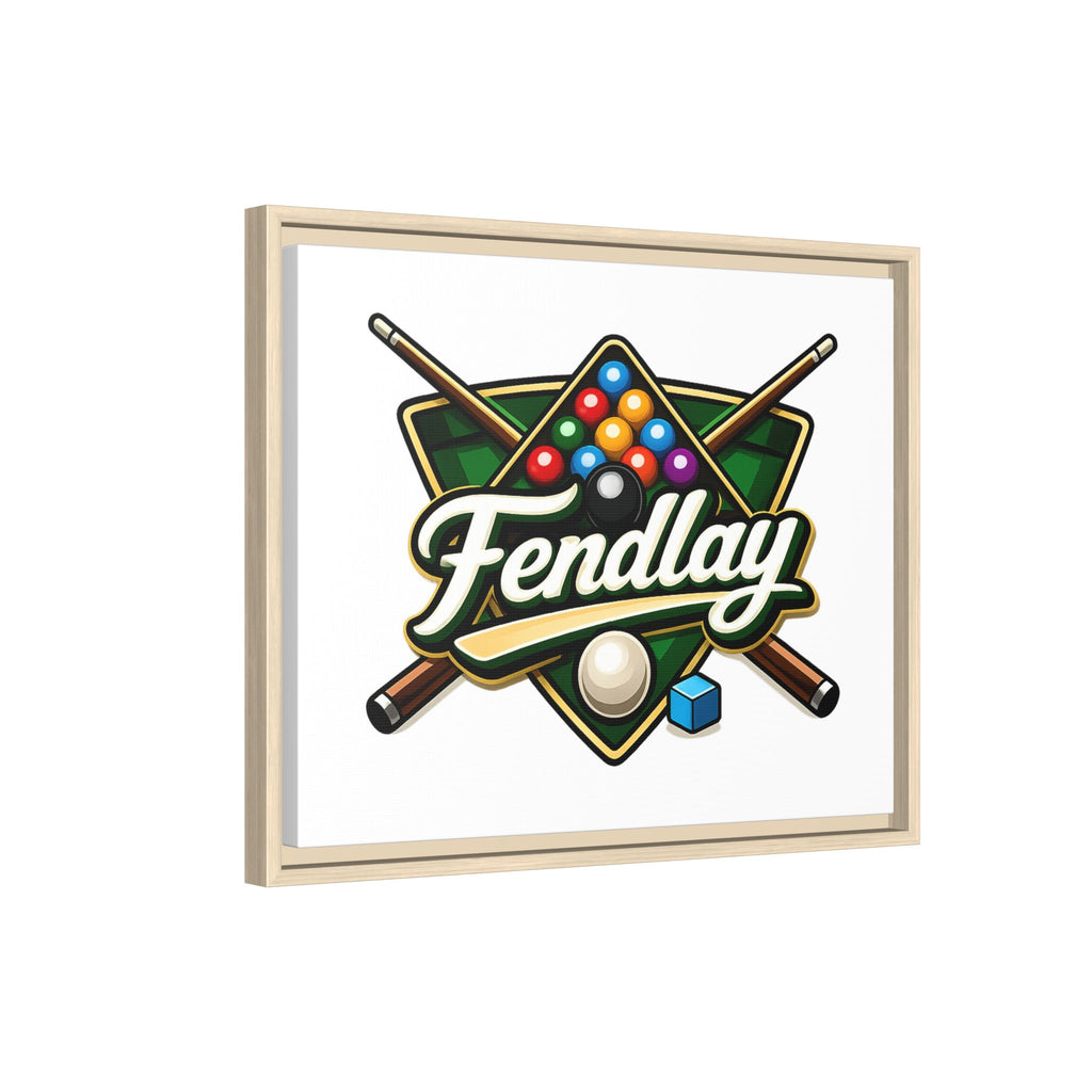 Billiards Logo Fendlay Matte Canvas Framed | Pool Cue & Balls Wall Art