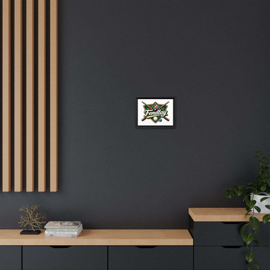 Billiards Logo Fendlay Matte Canvas Framed | Pool Cue & Balls Wall Art