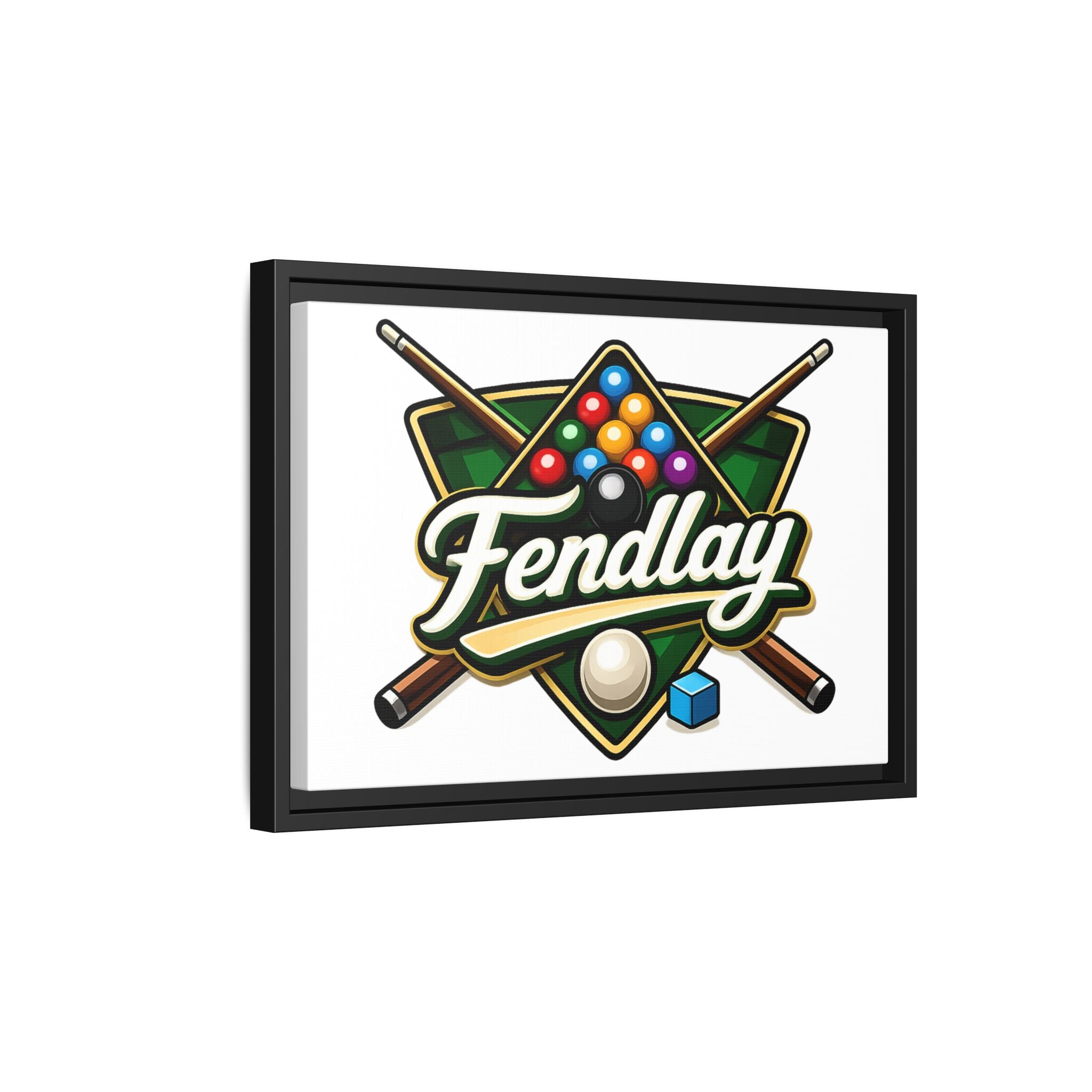 Billiards Logo Fendlay Matte Canvas Framed | Pool Cue & Balls Wall Art