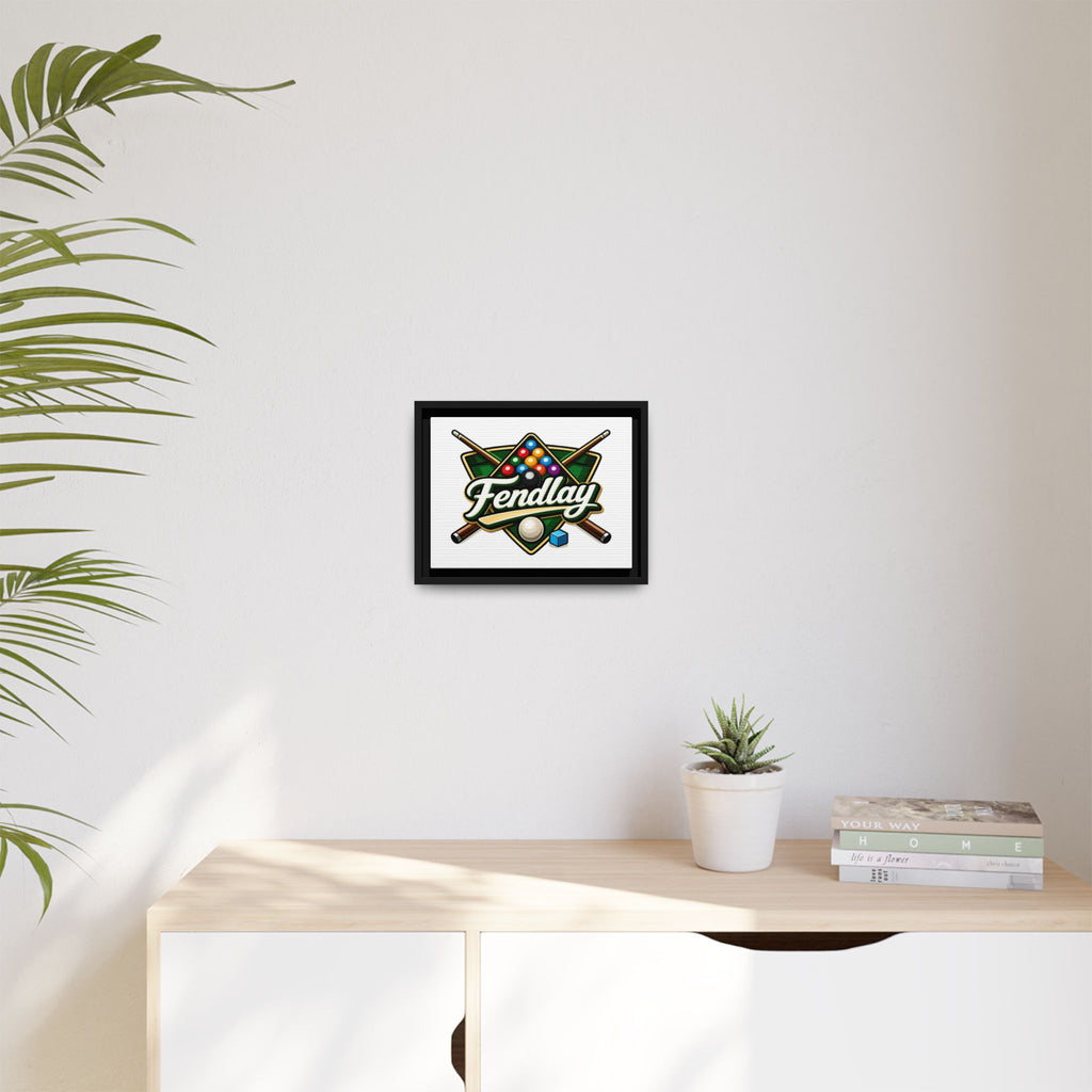 Billiards Logo Fendlay Matte Canvas Framed | Pool Cue & Balls Wall Art