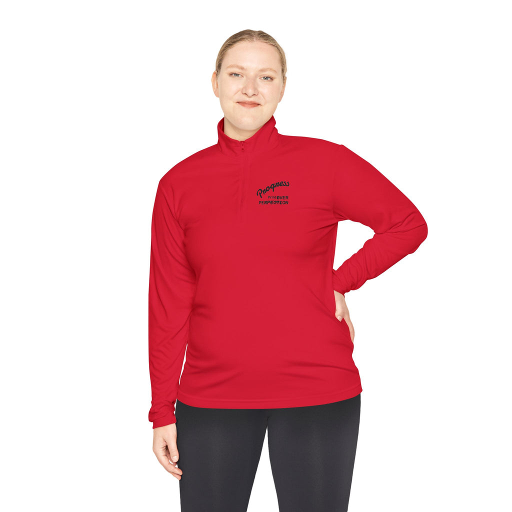 Wave Heart Logo Quarter-Zip Pullover | Minimal Script Chest Print