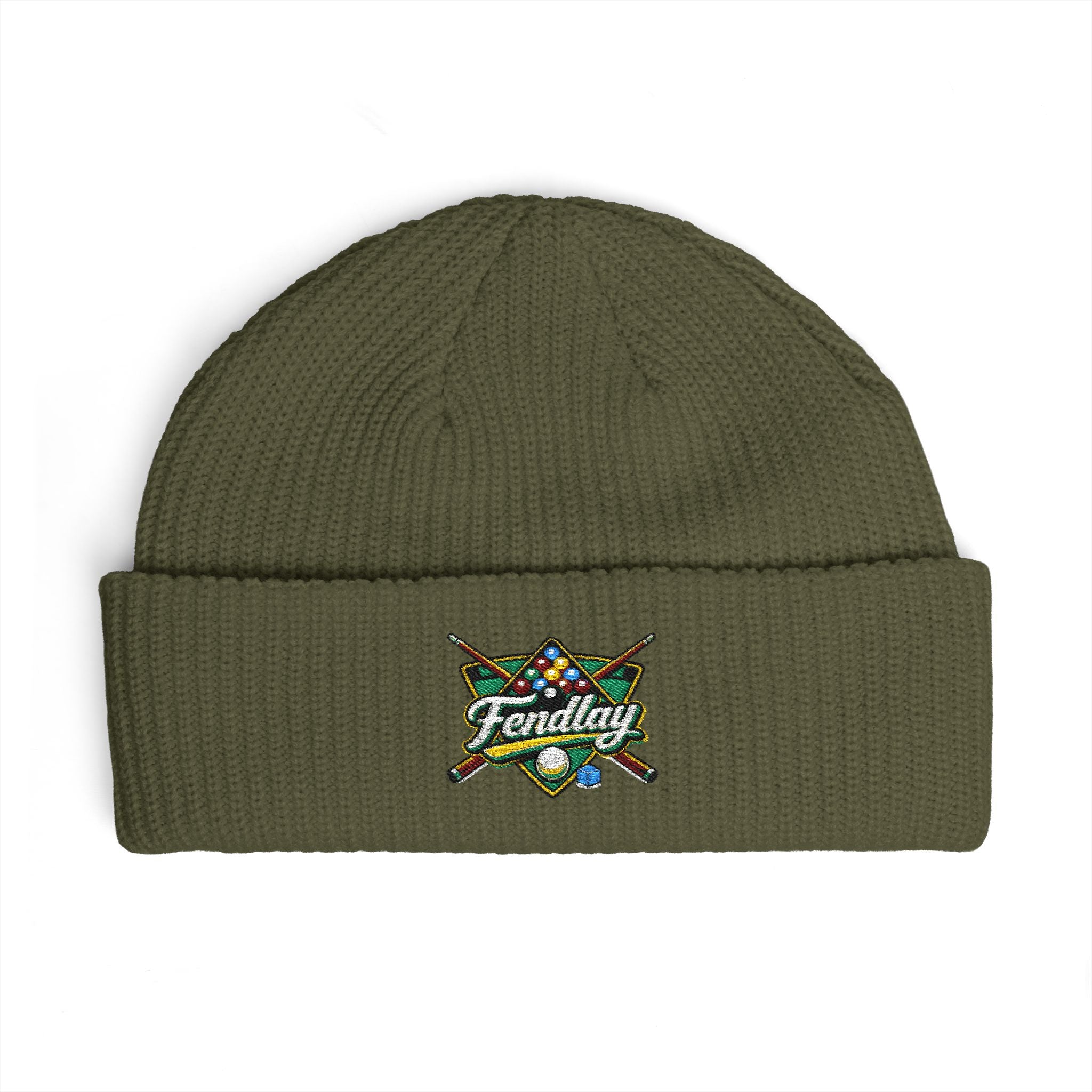 Pool Balls Cue Crossed, Cuff Beanie | Billiards Embroidered Beanie