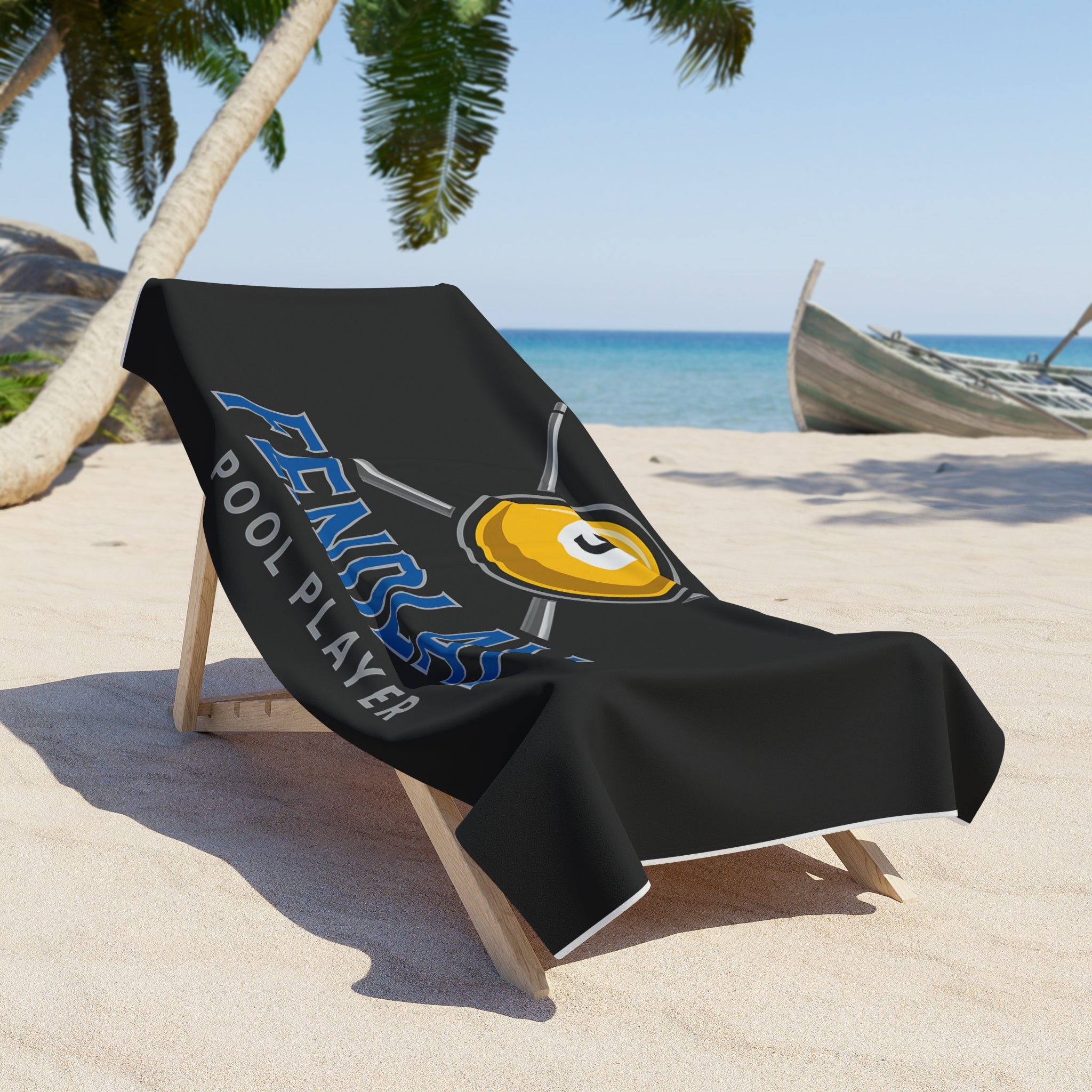 9 Ball Pool Player Beach Towel | Billiards Cue Logo