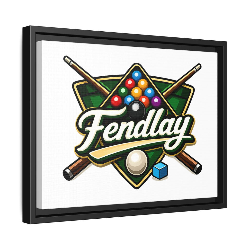 Billiards Logo Fendlay Matte Canvas Framed | Pool Cue & Balls Wall Art