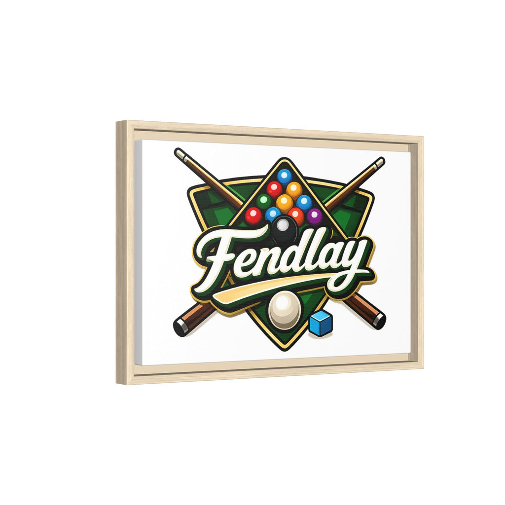 Billiards Logo Fendlay Matte Canvas Framed | Pool Cue & Balls Wall Art
