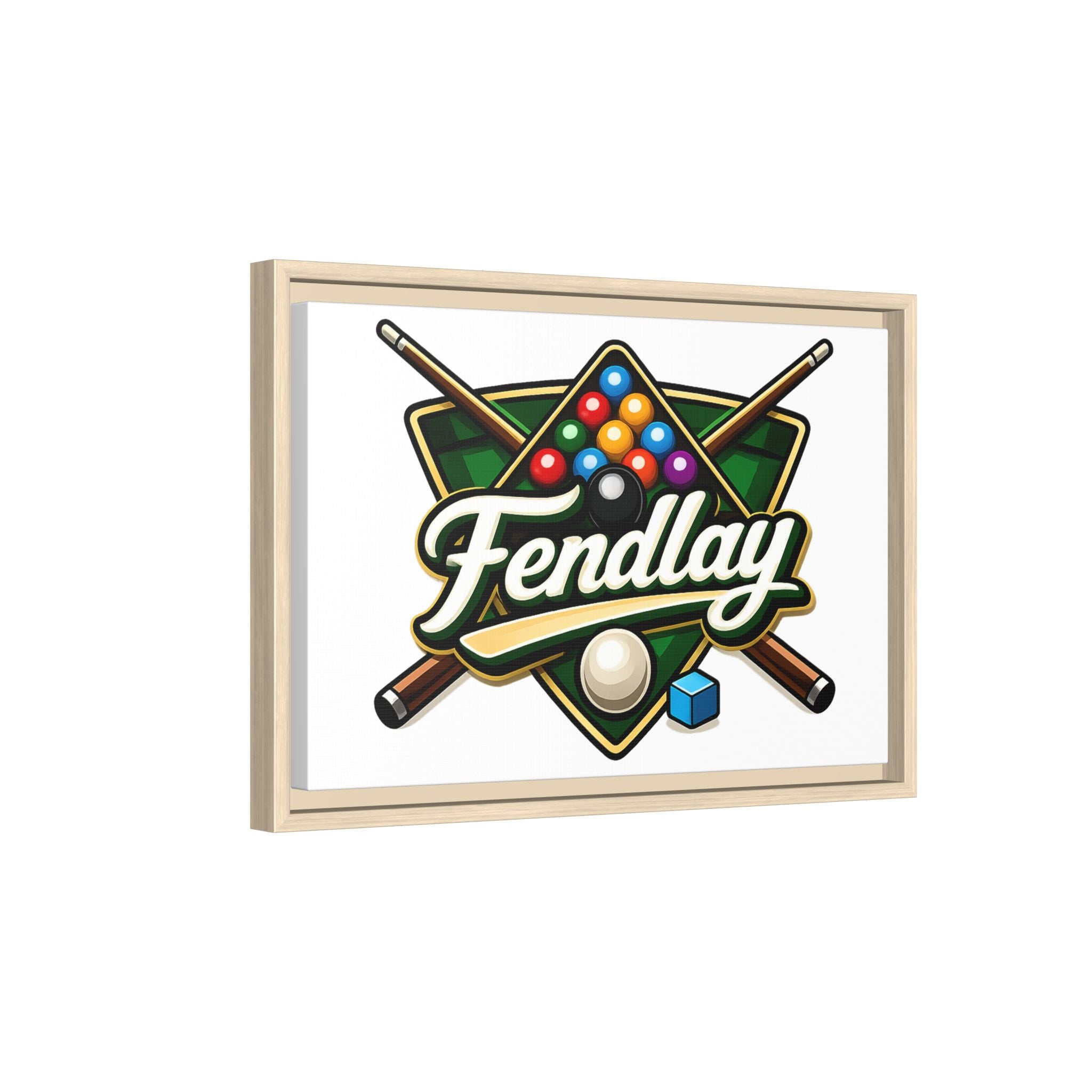 Billiards Logo Fendlay Matte Canvas Framed | Pool Cue & Balls Wall Art