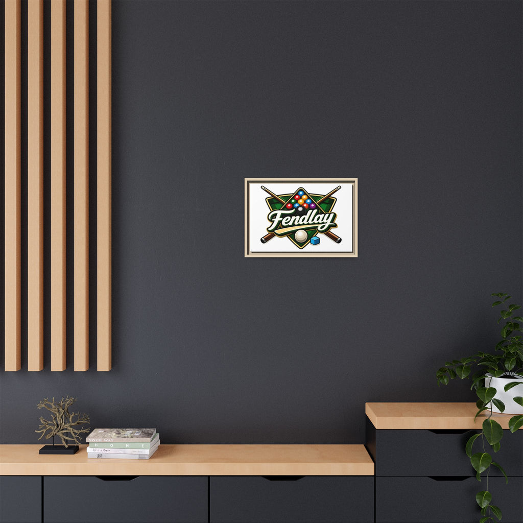 Billiards Logo Fendlay Matte Canvas Framed | Pool Cue & Balls Wall Art