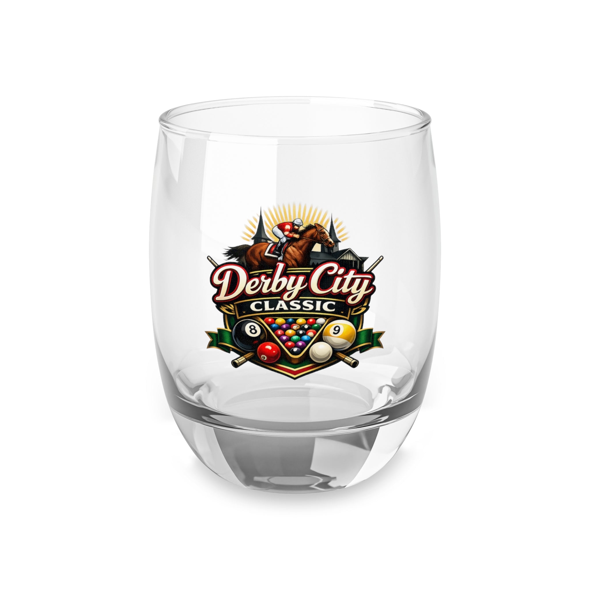 Copy of Pool Table Billiards Logo Whiskey Glass | Cue, Balls, Rack