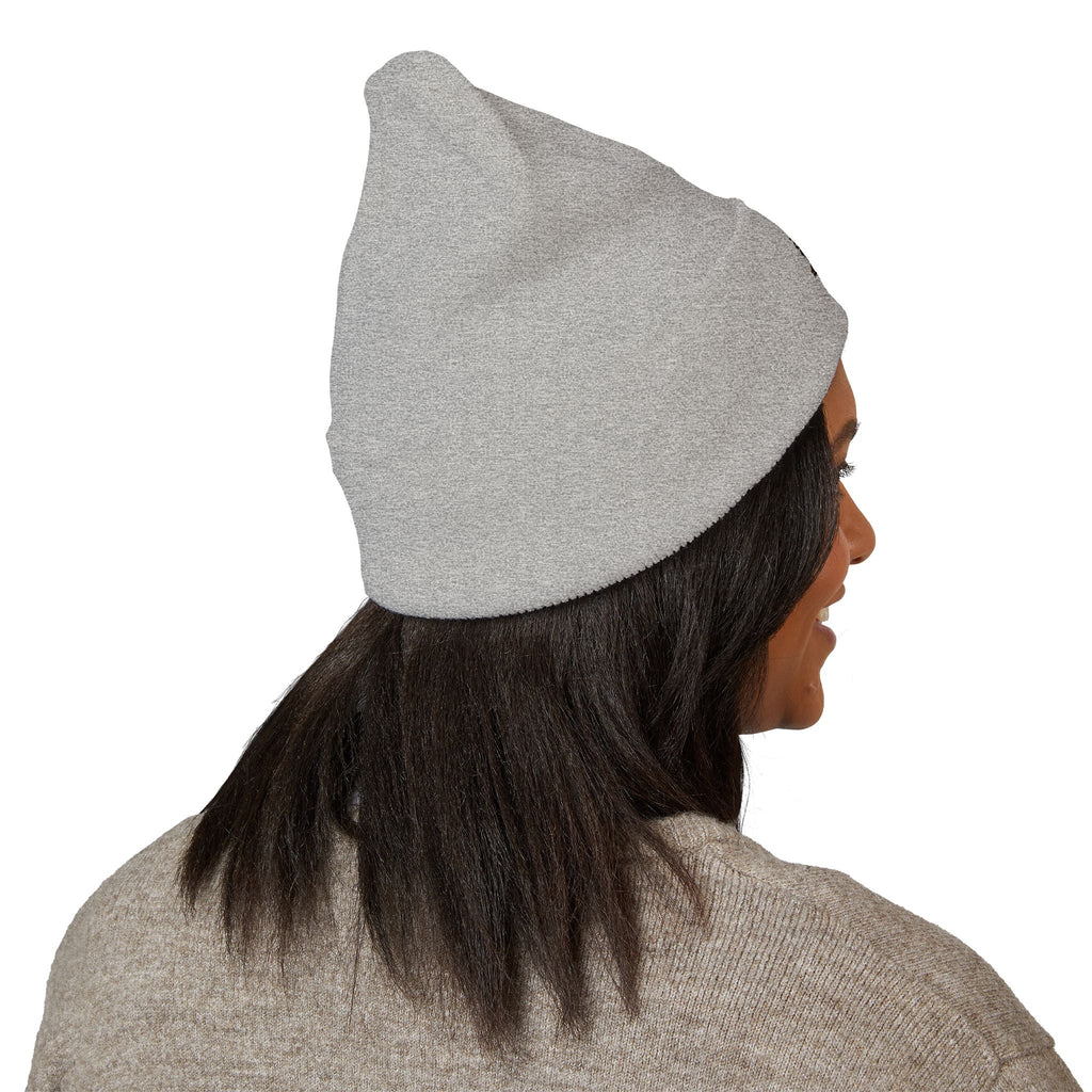 Floral Skull Crest Beanie | Embroidered Cuffed Beanie