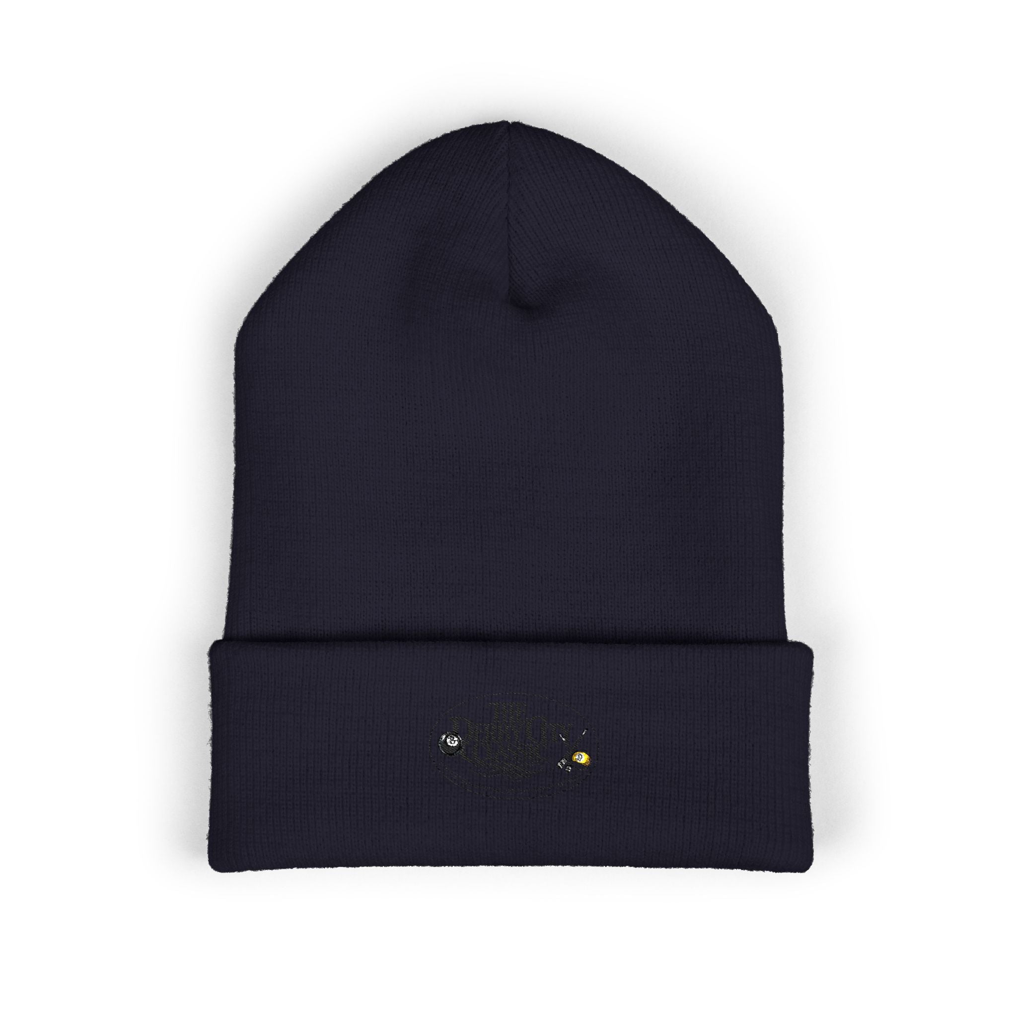 Floral Skull Crest Beanie | Embroidered Cuffed Beanie