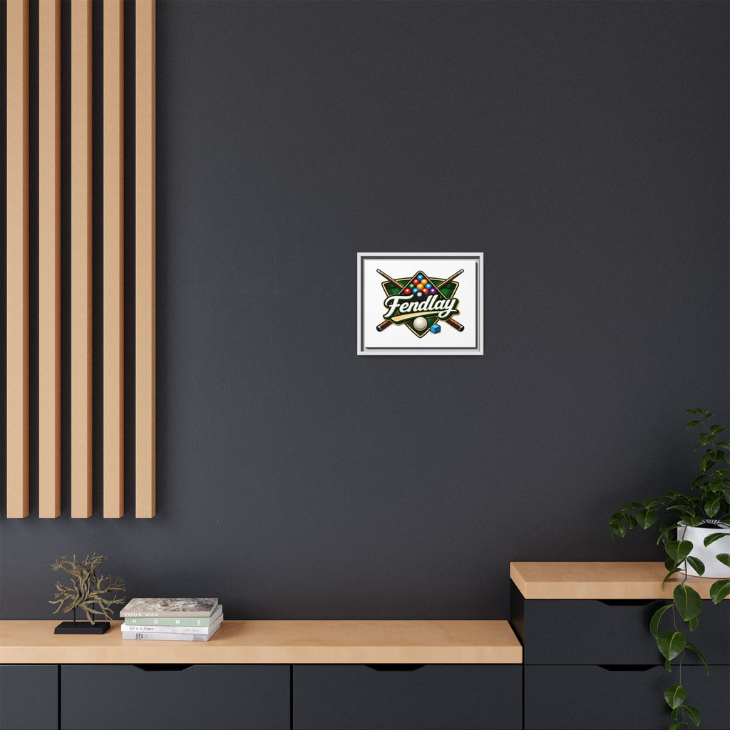 Billiards Logo Fendlay Matte Canvas Framed | Pool Cue & Balls Wall Art