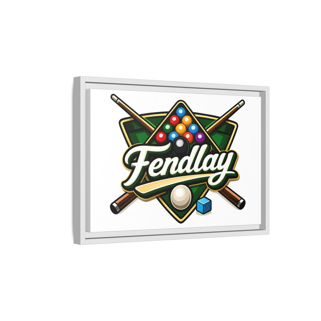 Billiards Logo Fendlay Matte Canvas Framed | Pool Cue & Balls Wall Art