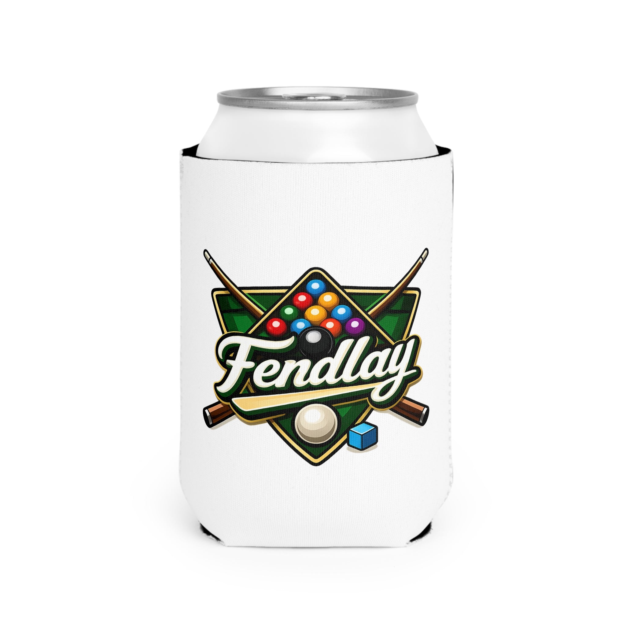 Pool Billiards Logo Can Cooler Sleeve | Beer Koozie, Cue Ball Design