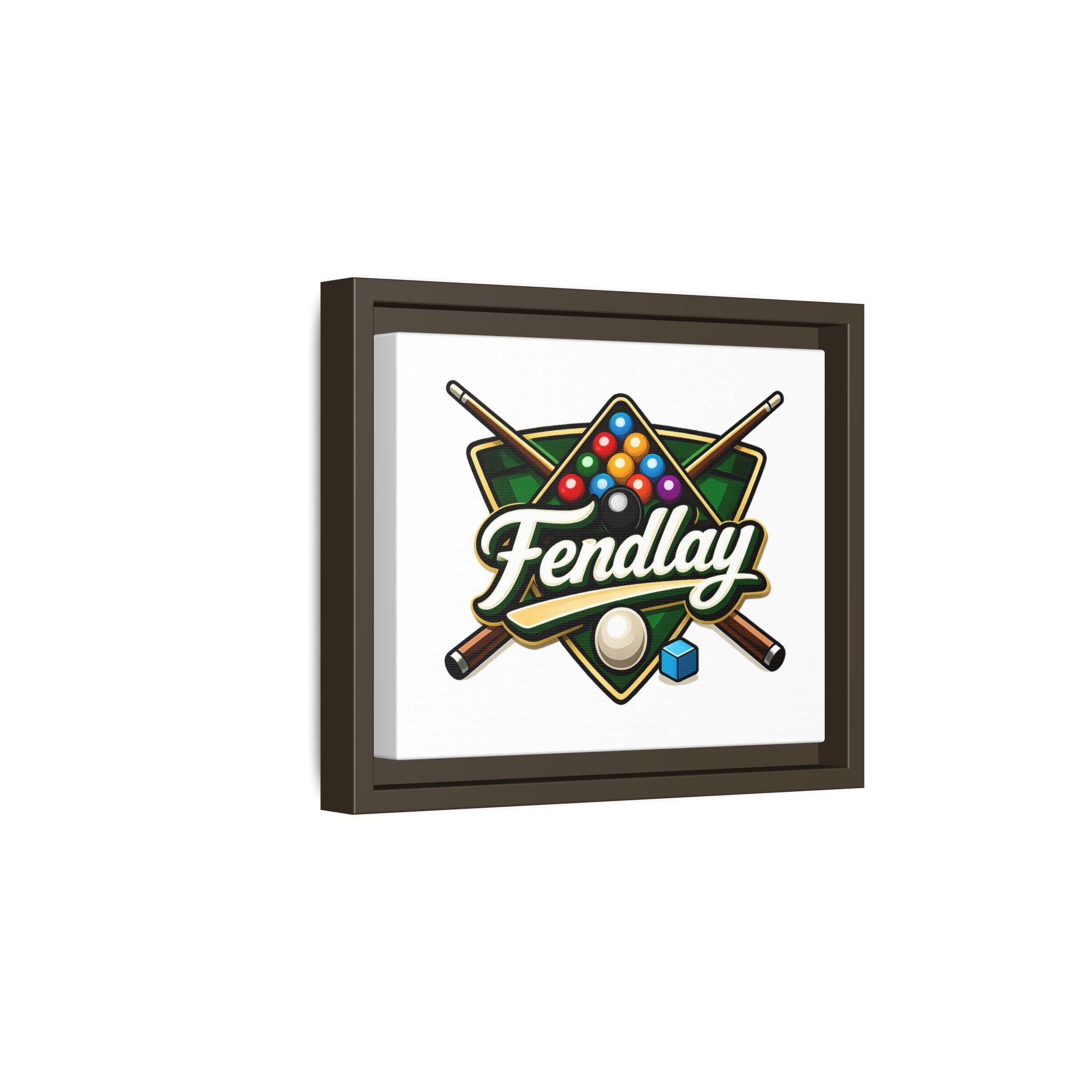 Billiards Logo Fendlay Matte Canvas Framed | Pool Cue & Balls Wall Art