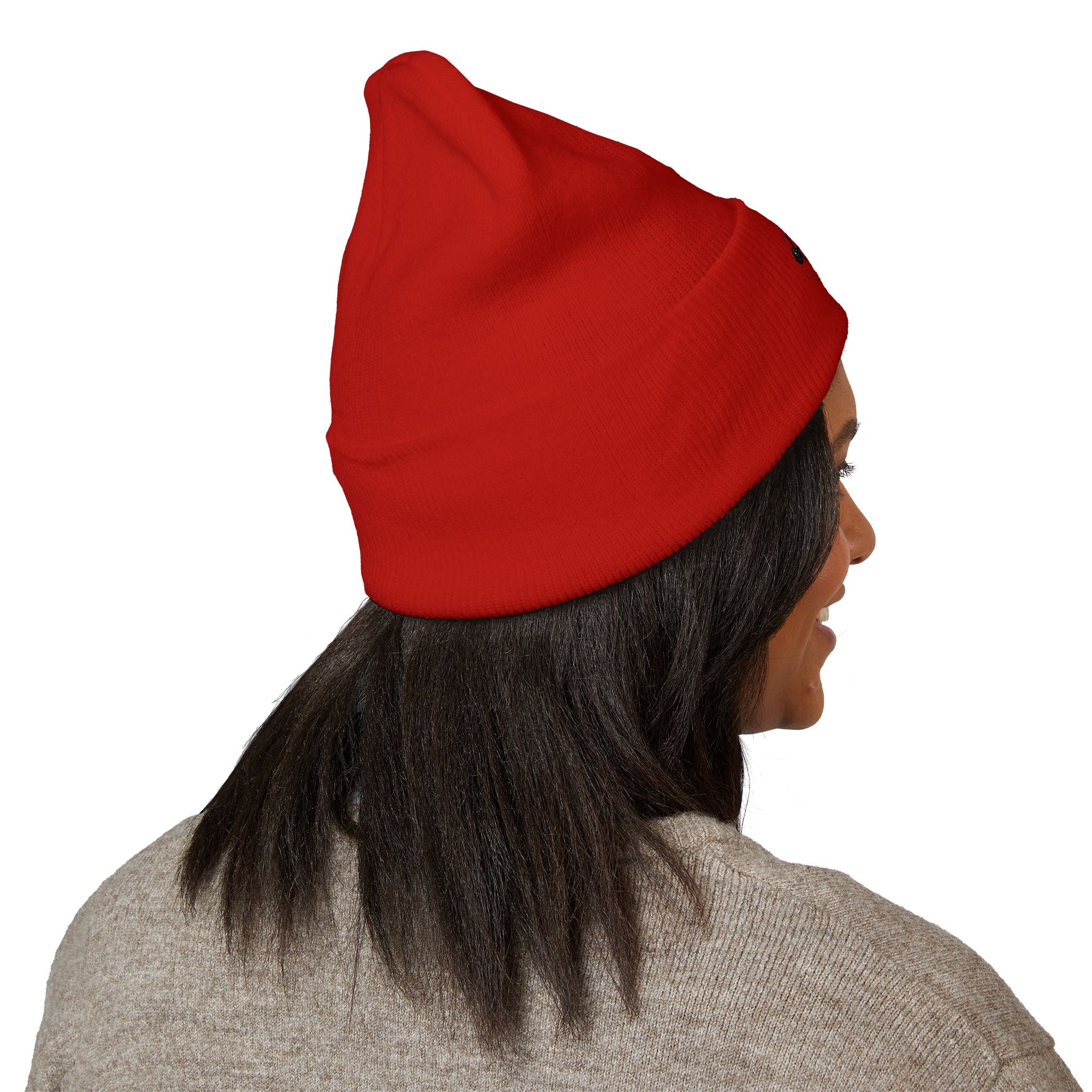 Floral Skull Crest Beanie | Embroidered Cuffed Beanie