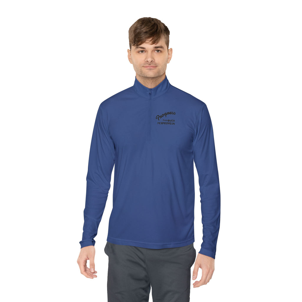 Wave Heart Logo Quarter-Zip Pullover | Minimal Script Chest Print