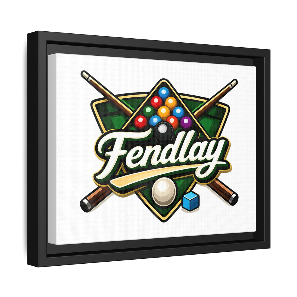 Billiards Logo Fendlay Matte Canvas Framed | Pool Cue & Balls Wall Art