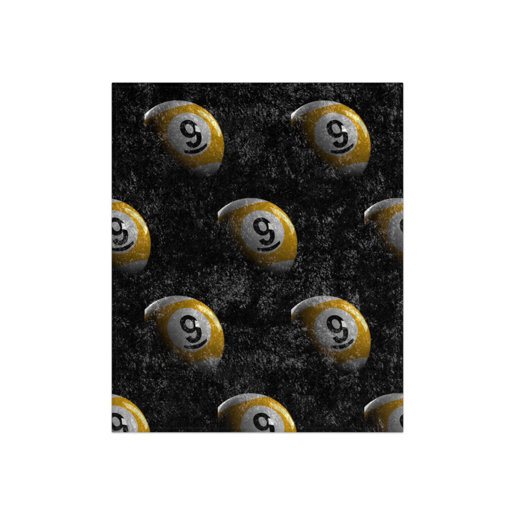 Golden 9 Ball Pattern Crushed Velvet Blanket | Pool Billiards Throw