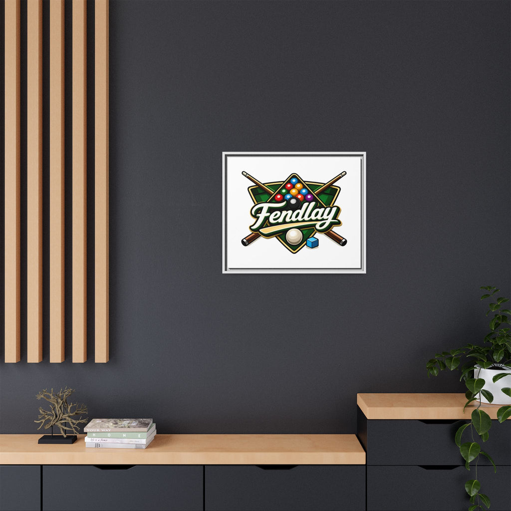 Billiards Logo Fendlay Matte Canvas Framed | Pool Cue & Balls Wall Art