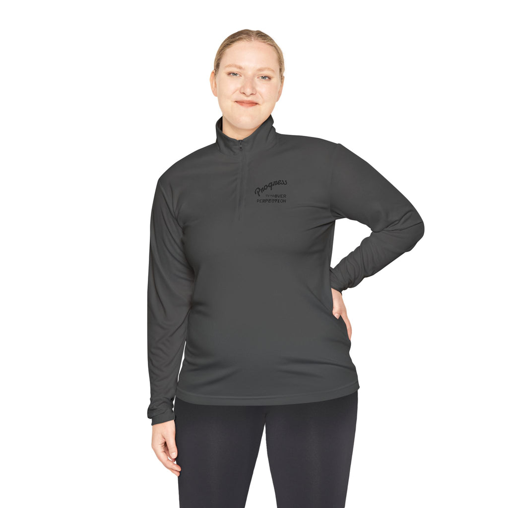 Wave Heart Logo Quarter-Zip Pullover | Minimal Script Chest Print