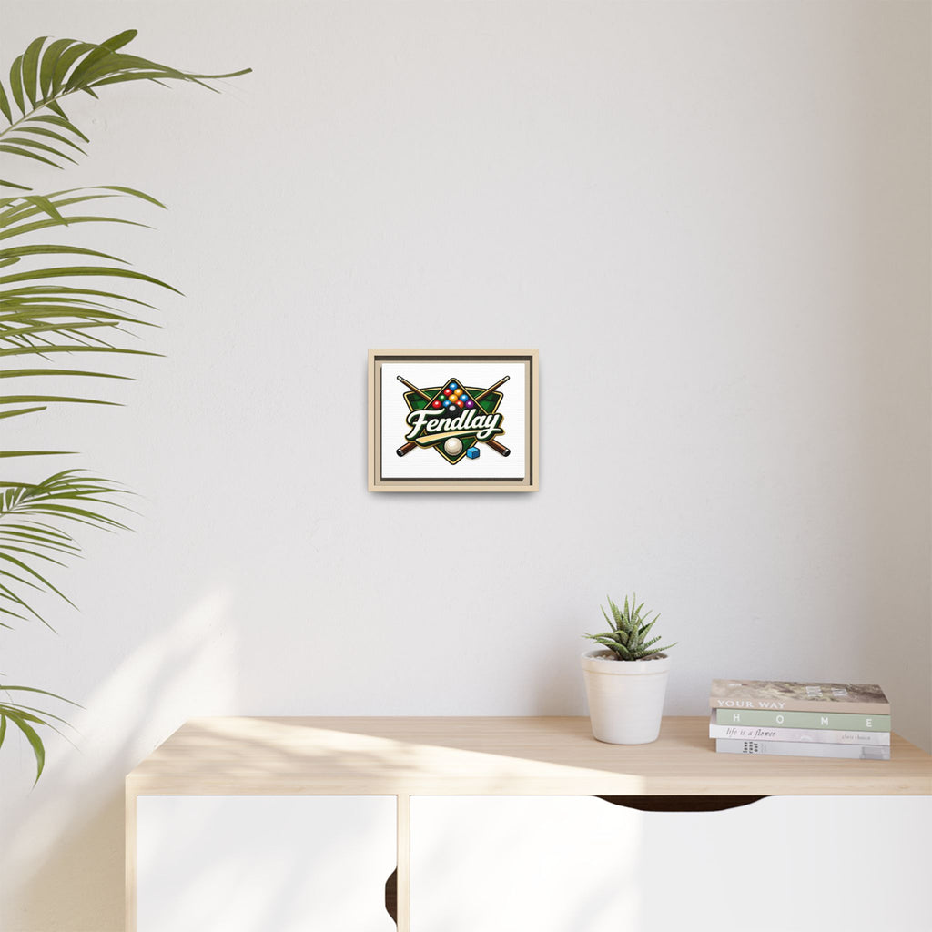 Billiards Logo Fendlay Matte Canvas Framed | Pool Cue & Balls Wall Art