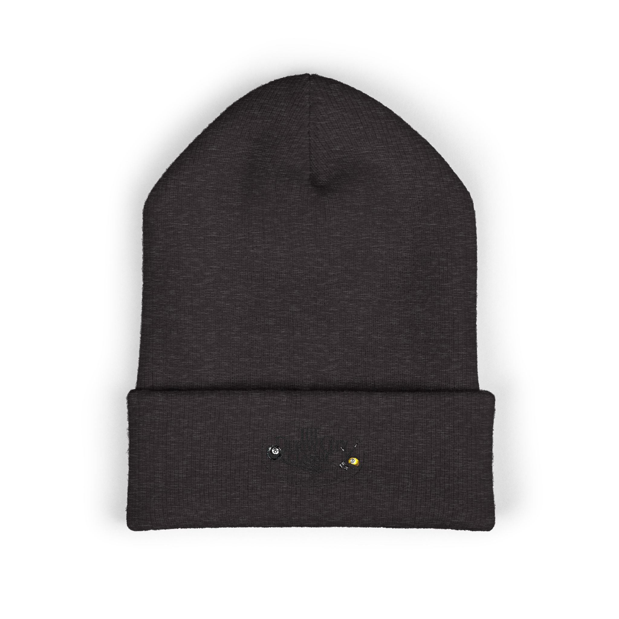 Floral Skull Crest Beanie | Embroidered Cuffed Beanie