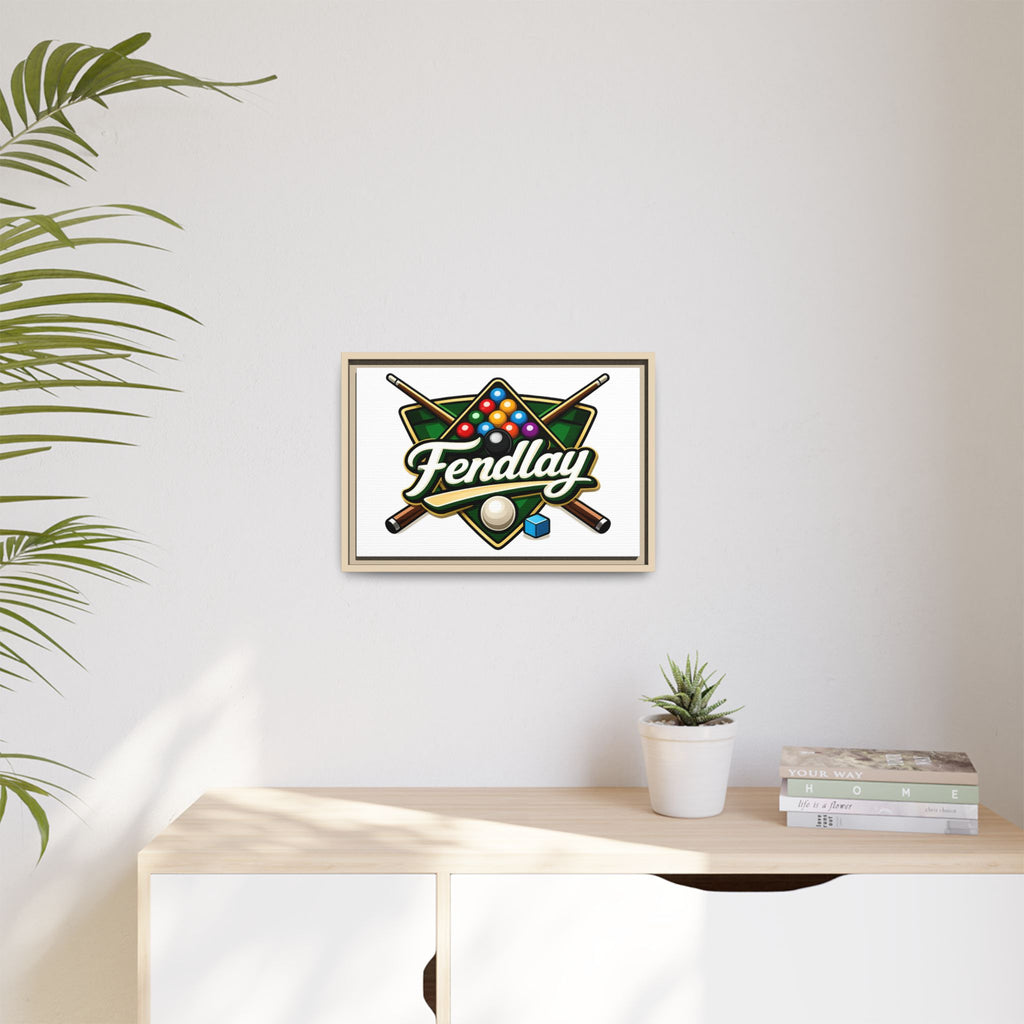 Billiards Logo Fendlay Matte Canvas Framed | Pool Cue & Balls Wall Art