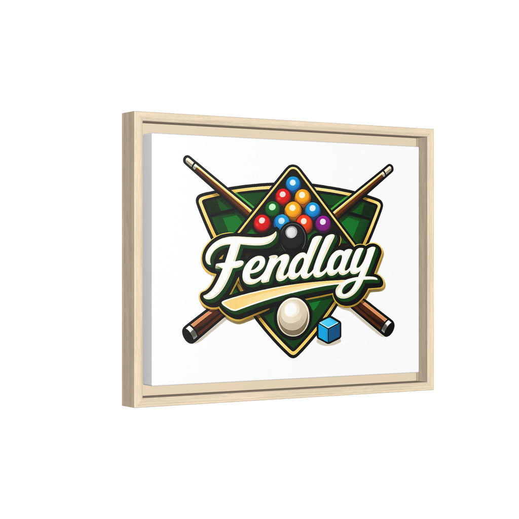 Billiards Logo Fendlay Matte Canvas Framed | Pool Cue & Balls Wall Art